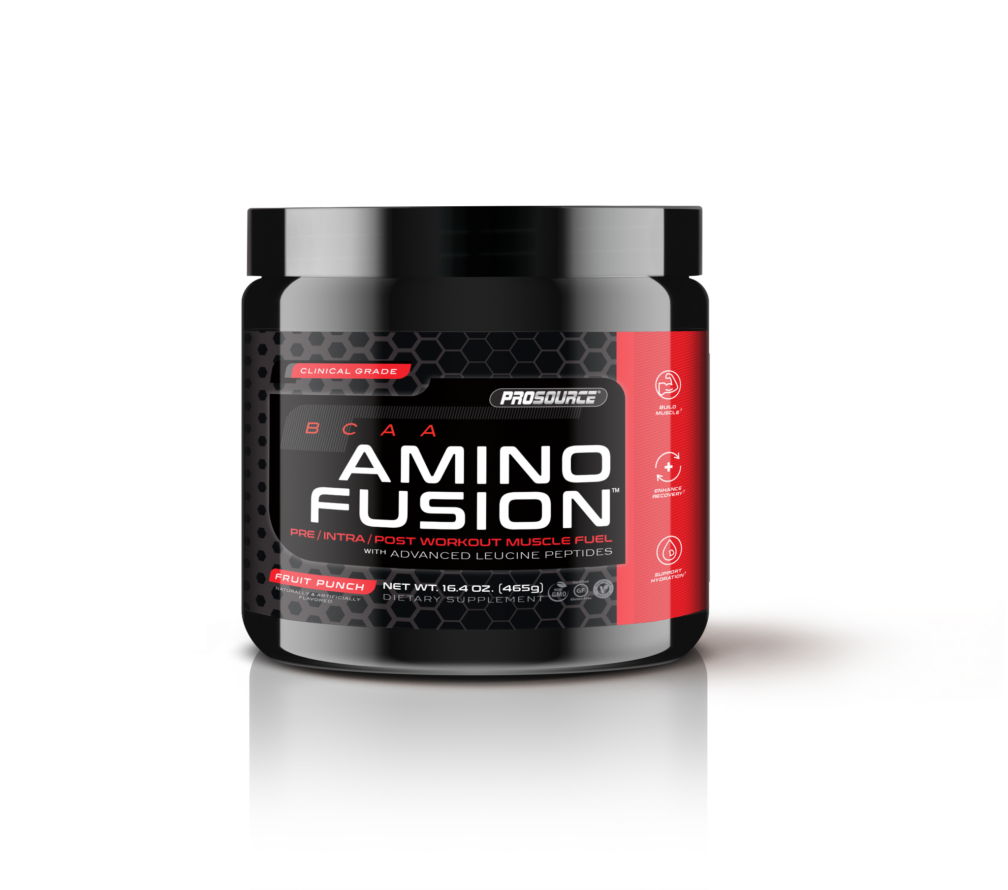 BCAA amino fusion pre/intra/post workout muscle fuel with advanced leucine peptides fruit punch