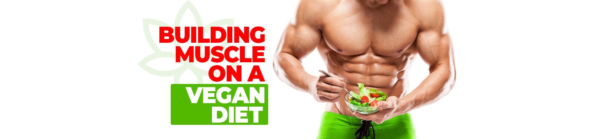 Building Muscle on a Vegan Diet Header with Athlete and Salad