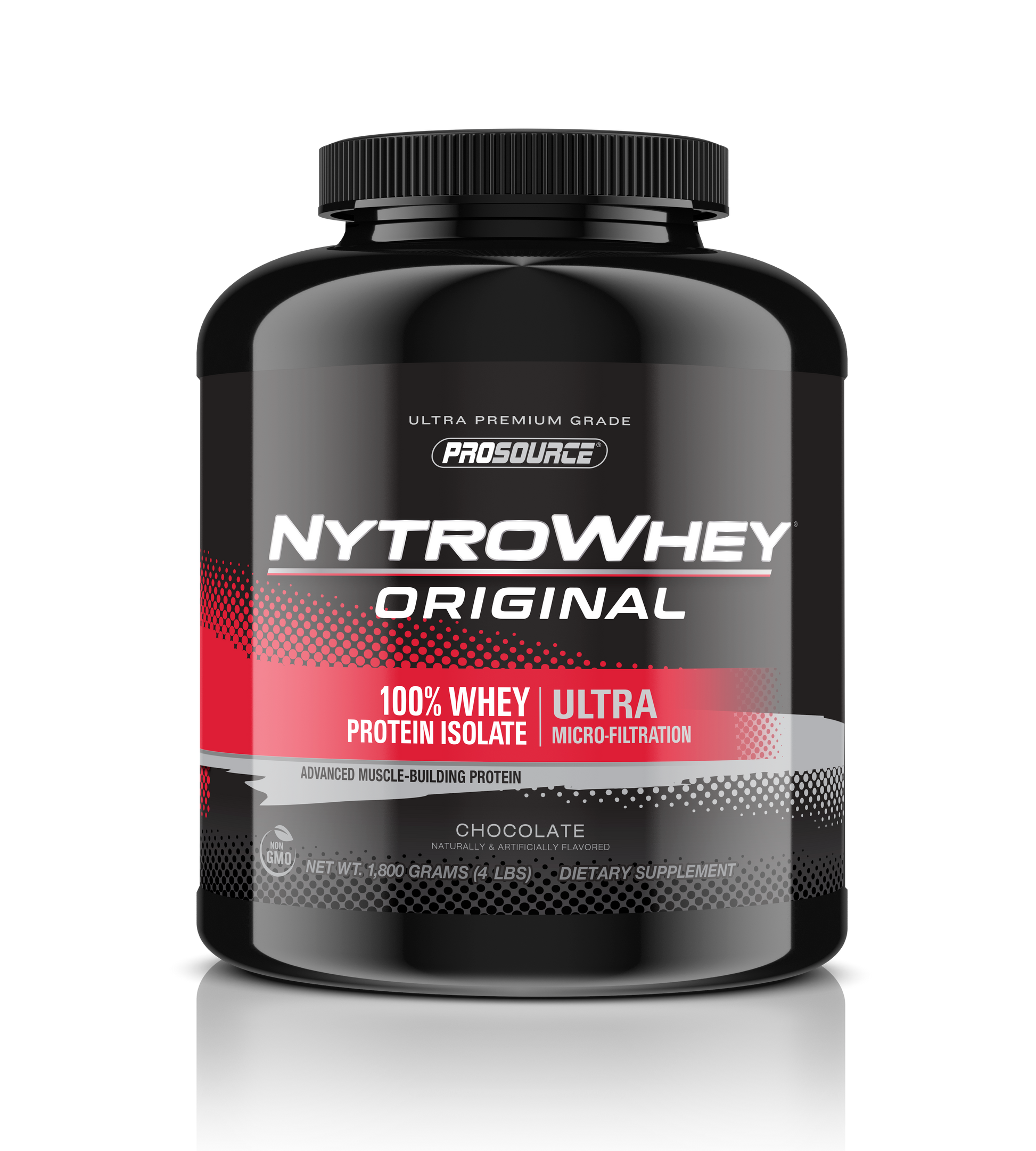 NytroWhey Original 100% whey protein isolate ultra micro filtration advanced muscle building protein net weight 4 lbs chocolate
