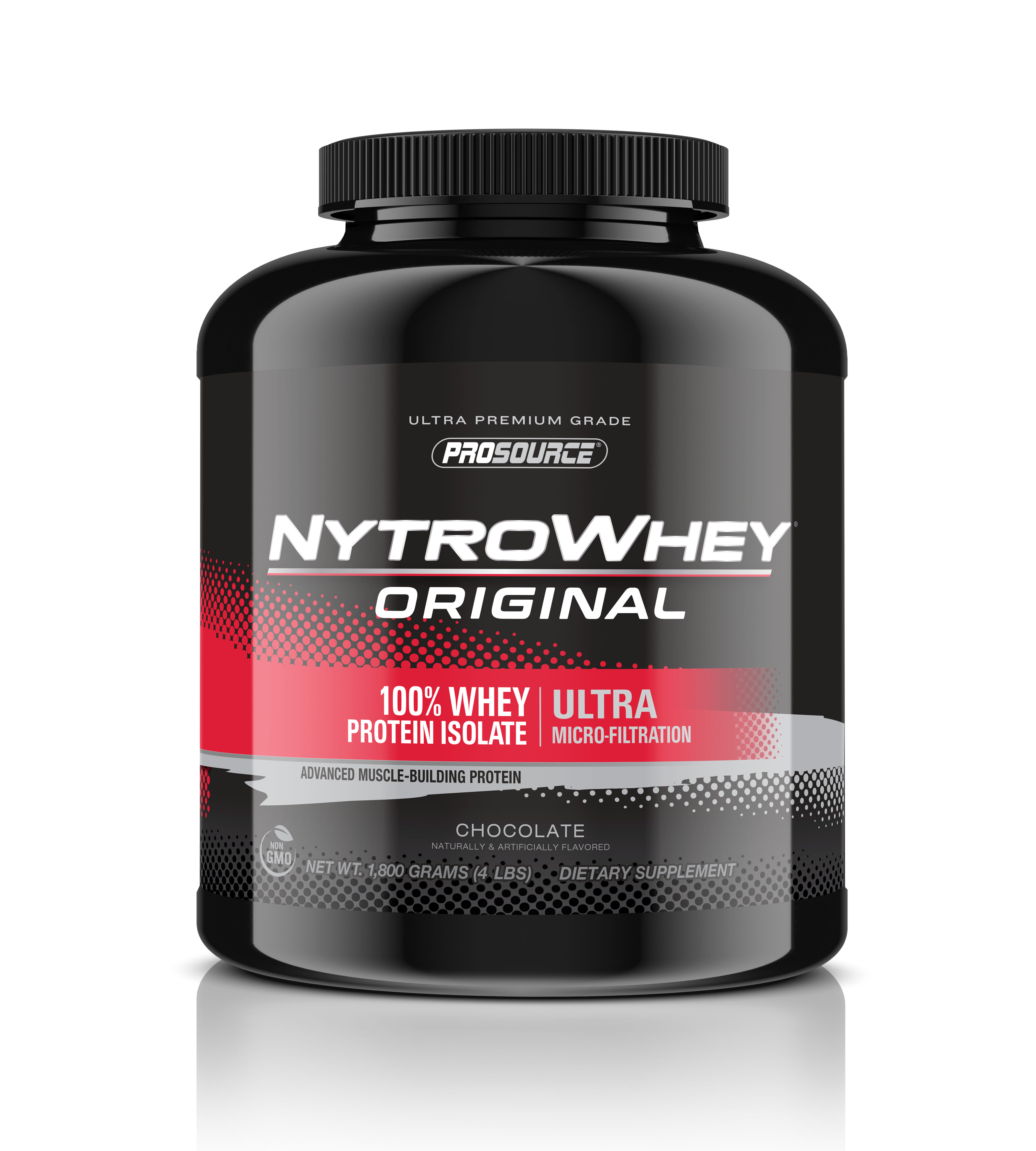 NytroWhey Original 100% whey protein isolate ultra micro filtration advanced muscle building protein net weight 4 lbs chocolate